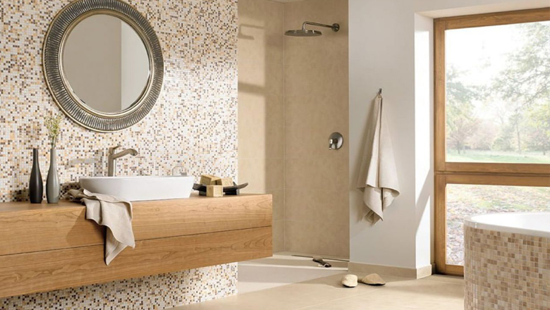 Sử dụng gạch kính mosaic để trang trí nhà tắm