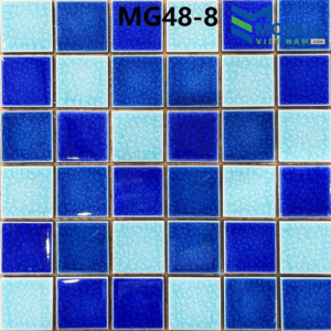 Gạch Mosaic Gốm men rạn 3 màu xanh trộn 48x48x6mm MG48-8